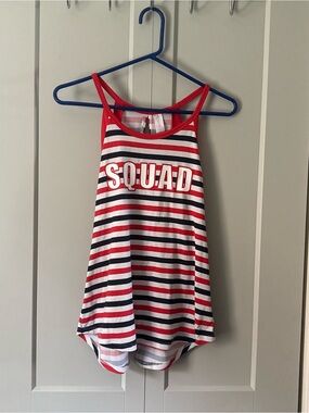 No Boundaries Red, Black & White Striped 'SQUAD' Tank Top